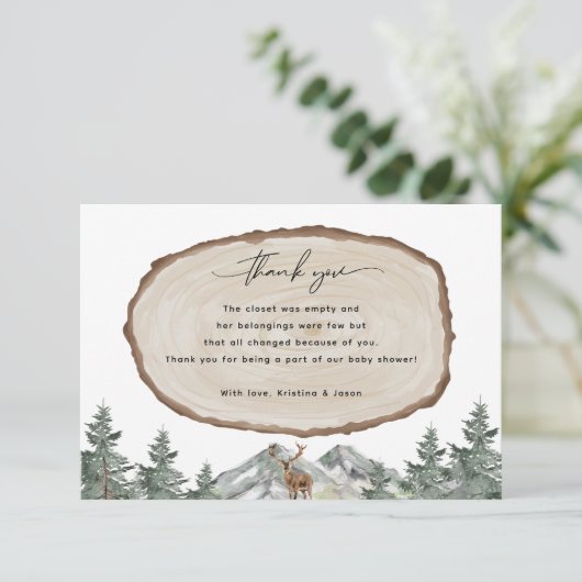 Woodland Winter Forest Baby shower Dank je kaarten (Staand voorkant)