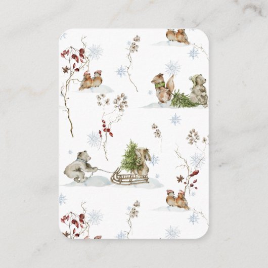 Woodland Winter Forest | Baby shower Diaper Raffle Informatiekaartje (Achterkant)