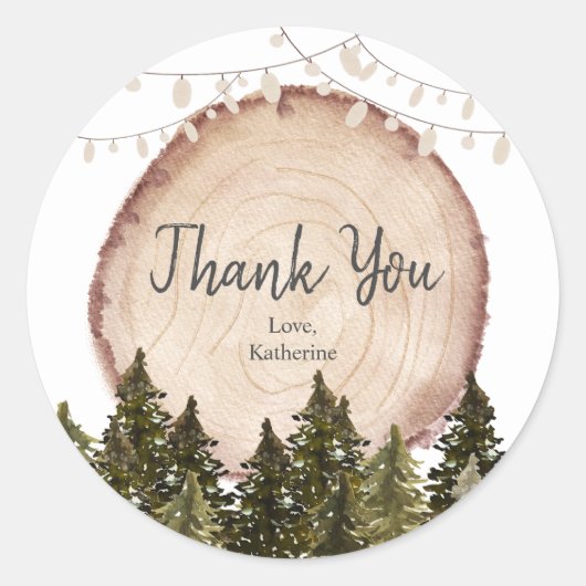 Woodland Winter Forest Baby shower Ronde Sticker (Voorkant)
