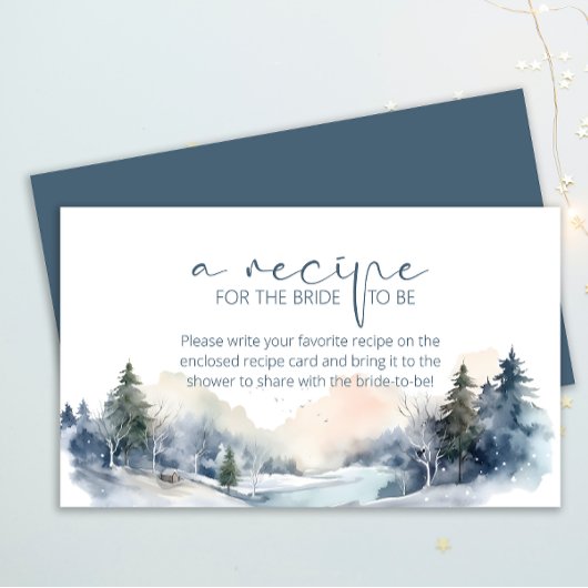 Woodland Winter Forest Recept voor de bruid Informatiekaartje