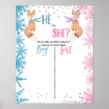 Woodland Winter Fox Animal Voeding Board Poster