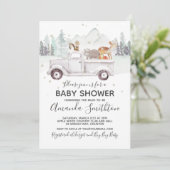 Woodland Winter Fox Baby shower Kaart (Staand voorkant)