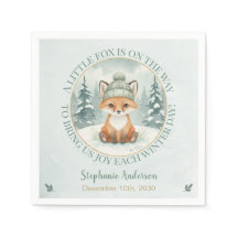 Woodland Winter Fox Baby Shower Uitnodiging
