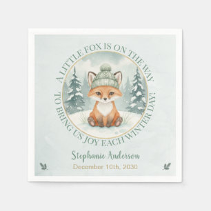 Woodland Winter Fox Baby Shower Uitnodiging Servet