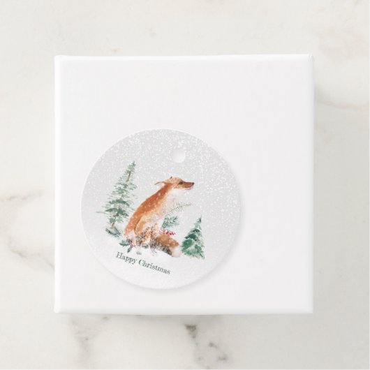 Woodland Winter Fox Pine Bedankjes Labels (In situ)