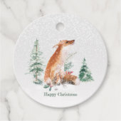 Woodland Winter Fox Pine Bedankjes Labels (Voorkant)