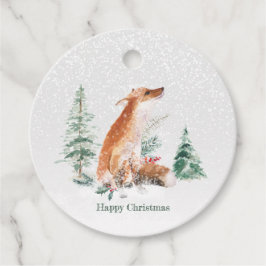 Woodland Winter Fox Pine Bedankjes Labels