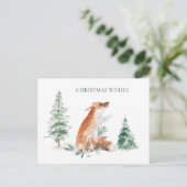 Woodland Winter Fox Pine Briefkaart (Staand voorkant)
