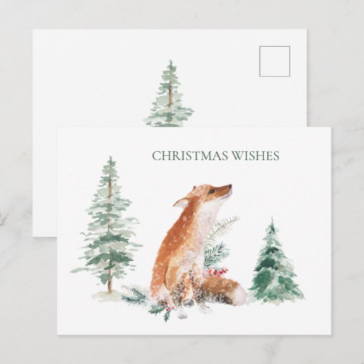 Woodland Winter Fox Pine Briefkaart (Voorkant / Achterkant)
