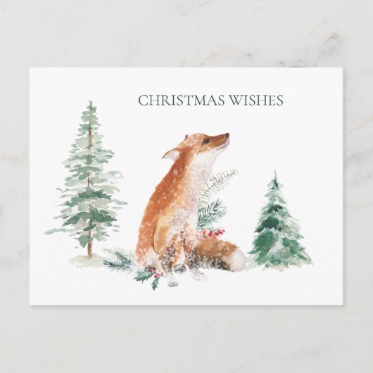 Woodland Winter Fox Pine Briefkaart (Voorkant)