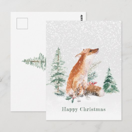 Woodland Winter Fox Pine Briefkaart (Voorkant / Achterkant)