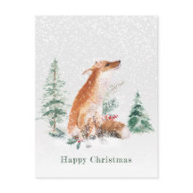 Woodland Winter Fox Pine Briefkaart