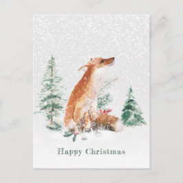 Woodland Winter Fox Pine Briefkaart