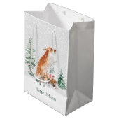 Woodland Winter Fox Pine Medium Cadeauzakje (Voorkant Gekanteld)