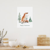 Woodland Winter Fox Pine Poster (Keuken)