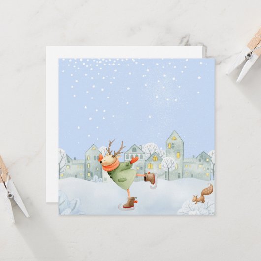 WOODLAND WINTER FRIENDS- ICE SKATING REINDEER (Voorkant / Achterkant in situ)