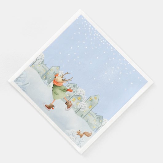 WOODLAND WINTER FRIENDS- ICE SKATING REINDEER SERVET (Hoek)