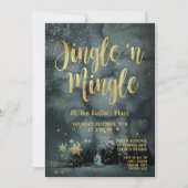 Woodland Winter Jingle Mingle Gold Holiday Partij Kaart (Voorkant)