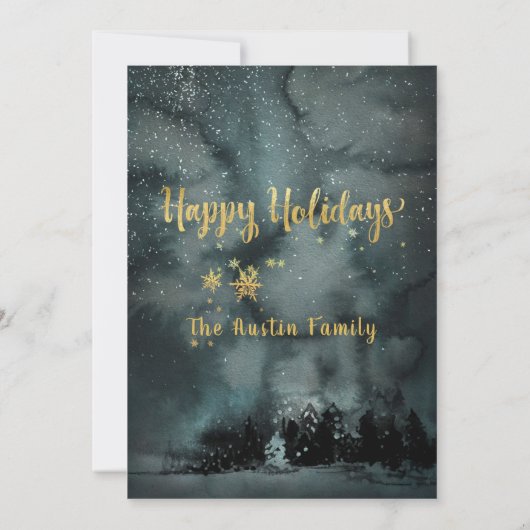 Woodland Winter Jingle Mingle Gold Holiday Partij Kaart (Achterkant)