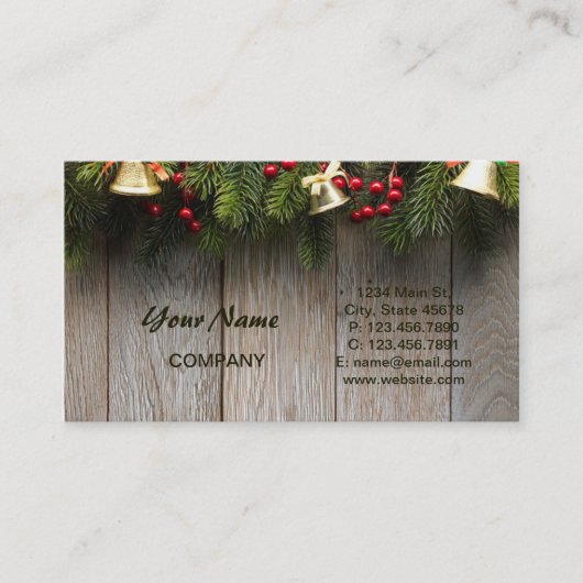 Woodland Winter Kerstbarnhout Visitekaartje (Voorkant)