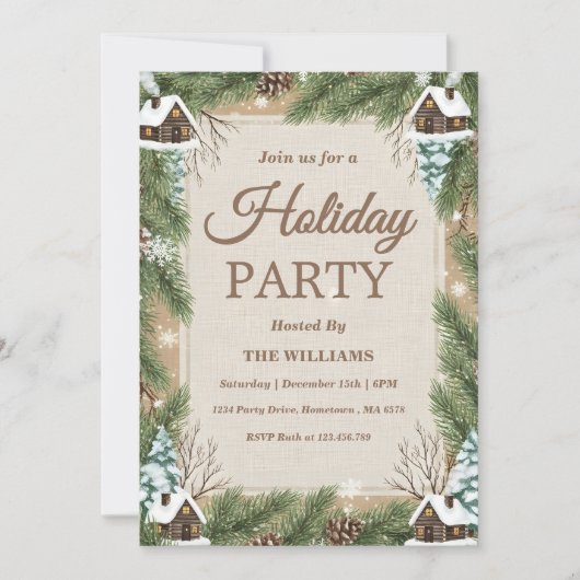 Woodland Winter Lodge Holiday Gathering Kaart (Voorkant)