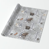 Woodland Winter Moose kerstboom Snowflake Cadeaupapier (Uitgerold)