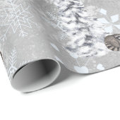 Woodland Winter Moose kerstboom Snowflake Cadeaupapier (Rol Hoek)