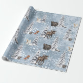 Woodland Winter Moose kerstboom Snowflake Cadeaupapier (Uitgerold)