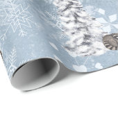 Woodland Winter Moose kerstboom Snowflake Cadeaupapier (Rol Hoek)