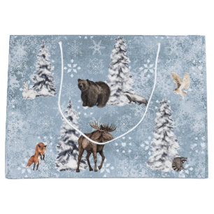 Woodland Winter Moose kerstboom Snowflake La Groot Cadeauzakje