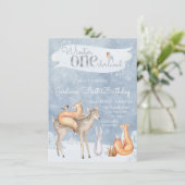 Woodland Winter ONEderland eerste verjaardagsfeest Kaart (Staand voorkant)