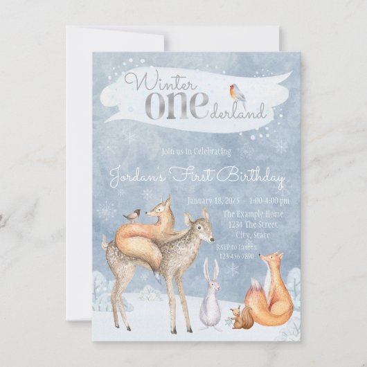 Woodland Winter ONEderland eerste verjaardagsfeest Kaart (Voorkant)