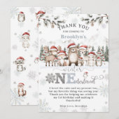 Woodland Winter ONEderland Kerstmis 1e verjaardag Bedankkaart (Voorkant / Achterkant)
