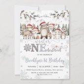 Woodland Winter ONEderland Kerstmis 1e verjaardag Kaart (Voorkant)