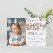 Woodland Winter ONEderland Kerstmis 1e verjaardag Kaart (Staand voorkant)