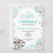 Woodland Winter ONEderland Snow Birthday Invite Kaart (Voorkant)