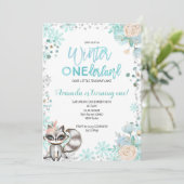 Woodland Winter ONEderland Snow Birthday Invite Kaart (Staand voorkant)