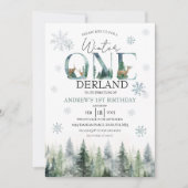 Woodland Winter ONEderland Uitnodiging (Voorkant)