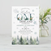 Woodland Winter ONEderland Uitnodiging (Staand voorkant)