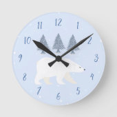 Woodland Winter Polar Beer kinderkamer decor Ronde Klok (Voorkant)