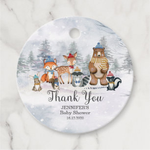 Woodland Winter Shower Forest Animals Gift labels