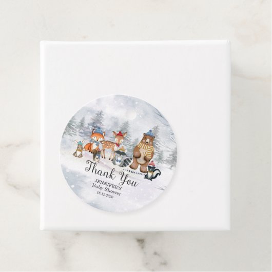 Woodland Winter Shower Forest Animals Gift labels (In situ)