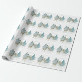 Woodland Winter Waterverf Herten Kerst Cadeaupapier (Uitgerold)