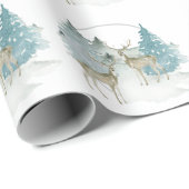 Woodland Winter Waterverf Herten Kerst Cadeaupapier (Rol Hoek)