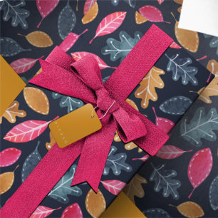 Woodland Winter Waterverf laat kerst achter Cadeaupapier