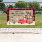 Woodland Winter Wonderland Bos Dieren Verjaardag Spandoek (Insitu)