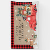 Woodland Winter Wonderland Bos Dieren Verjaardag Spandoek (Verticaal)