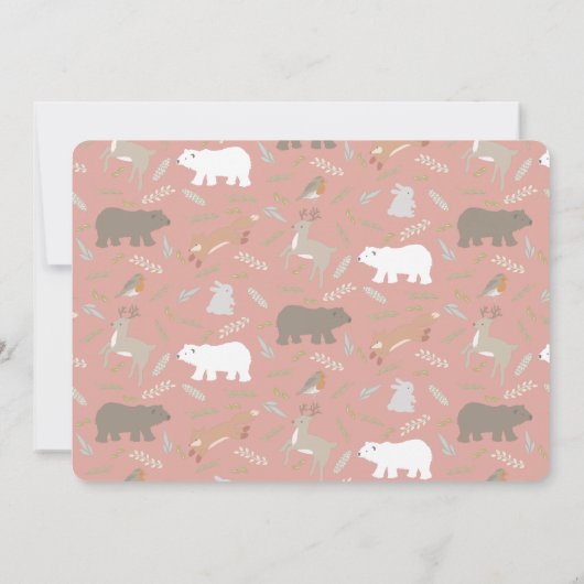 Woodland Winter Wonderland Roze Meisje Verjaardag Kaart (Achterkant)