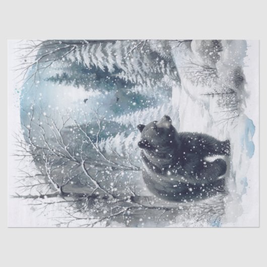 Woodland Winter Zwart Bier Tissuepapier (Voorkant)