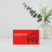 Woodland - wit en zwart op rood visitekaartje (Staand voorkant)